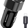 Xssive C29N Duo Car Charger + USB for iPhone 2.4A - Zwart