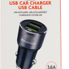 Xssive C30L Duo Car Charger+Cable for iPhone 3.6A - Zwart - Afbeelding 2